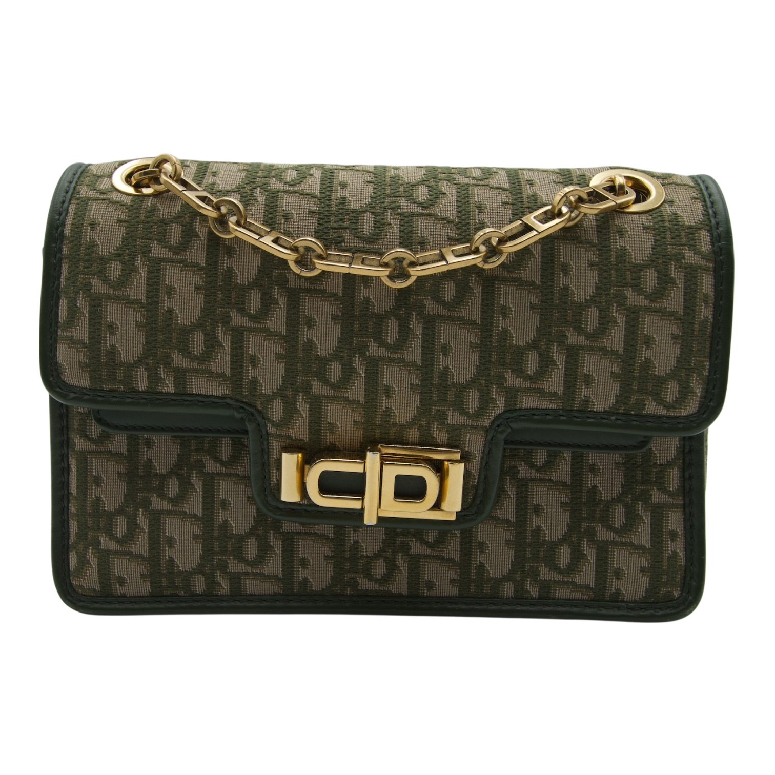 Dior Trotter Oblique Chain Shoulder Bag Green