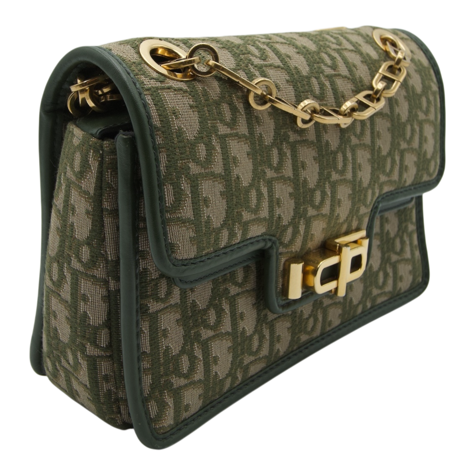 Dior Trotter Oblique Chain Shoulder Bag Green