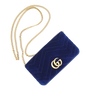 Gucci GG Marmont Chain Flap Velvet Blue Crossbody Bag