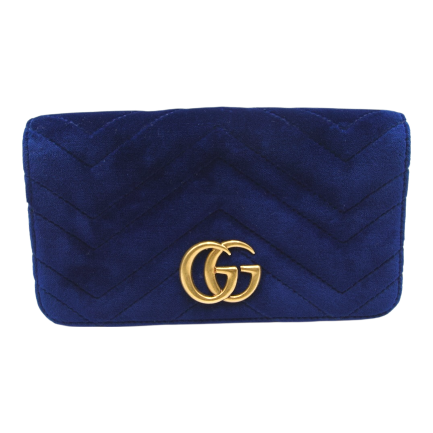Gucci GG Marmont Chain Flap Velvet Blue Crossbody Bag