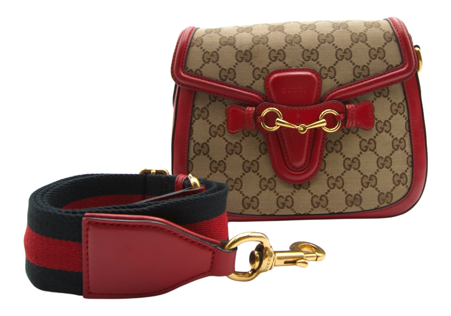 Gucci Lady Web Red Leather Shoulder Bag
