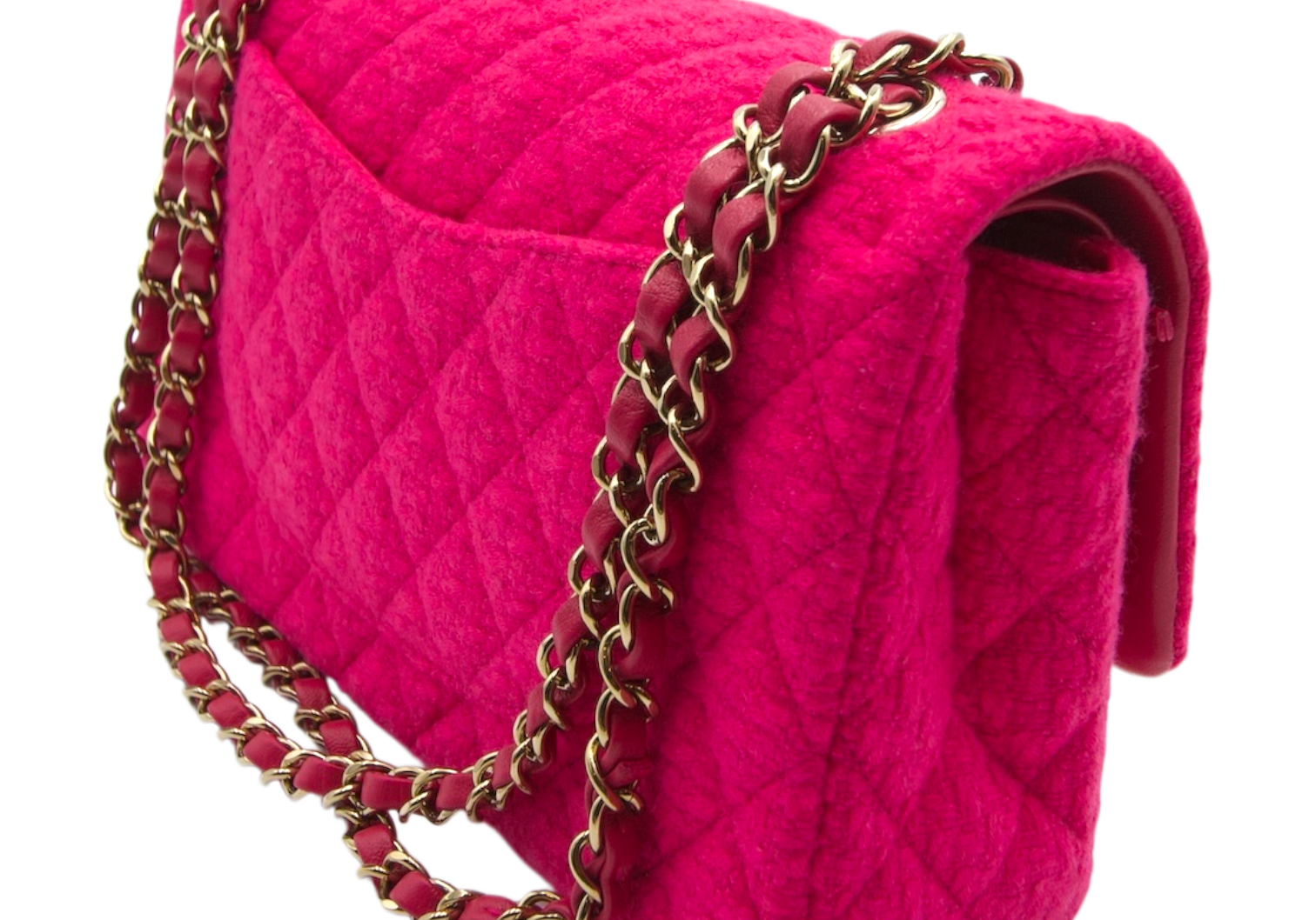 Chanel Classic Double Flap Medium Pink Tweed Gold Hardware