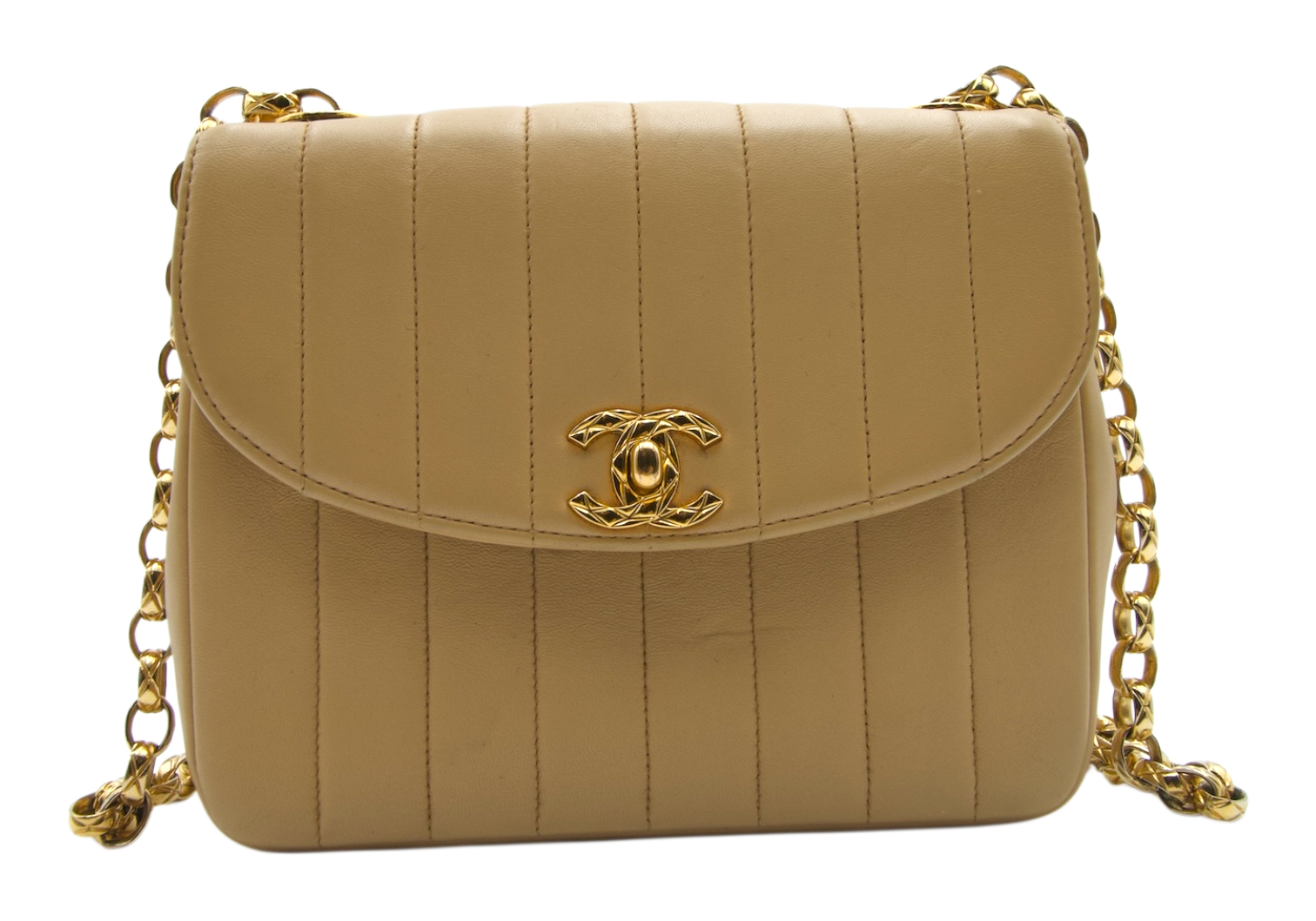 Chanel Mademoiselle Shoulder Bag Beige Bijoux Vintage