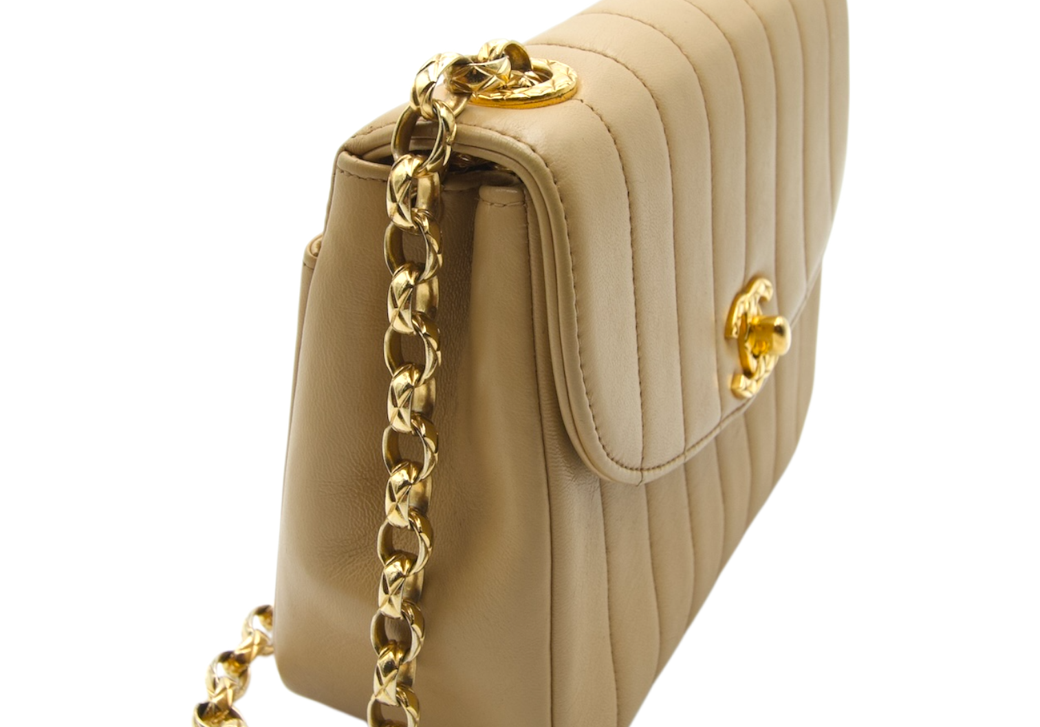 Chanel Mademoiselle Shoulder Bag Beige Bijoux Vintage