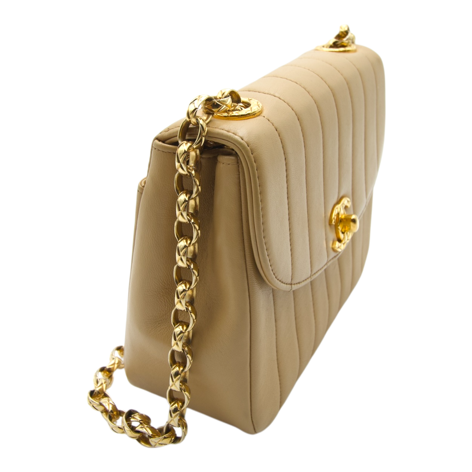Chanel Mademoiselle Shoulder Bag Beige Bijoux Vintage