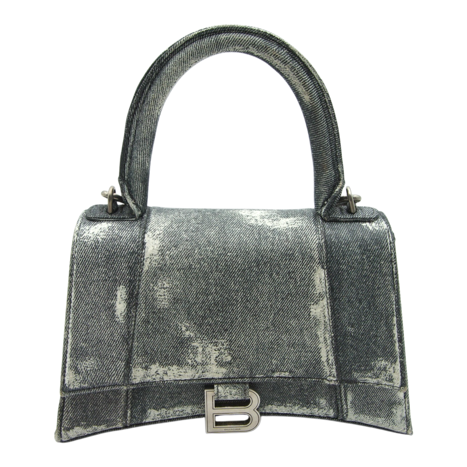 Balenciaga Hourglass Bag Distressed Denim