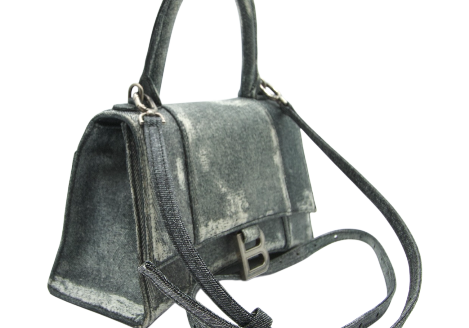 Balenciaga Hourglass Bag Distressed Denim