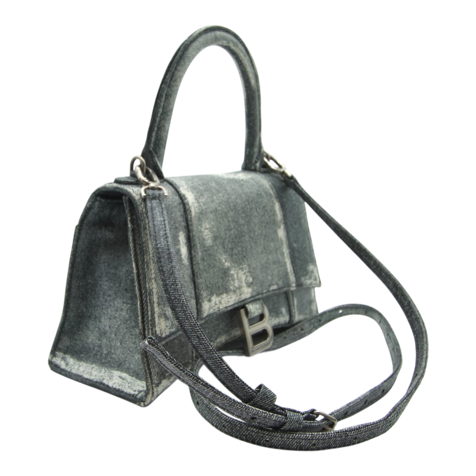Balenciaga Hourglass Bag Distressed Denim