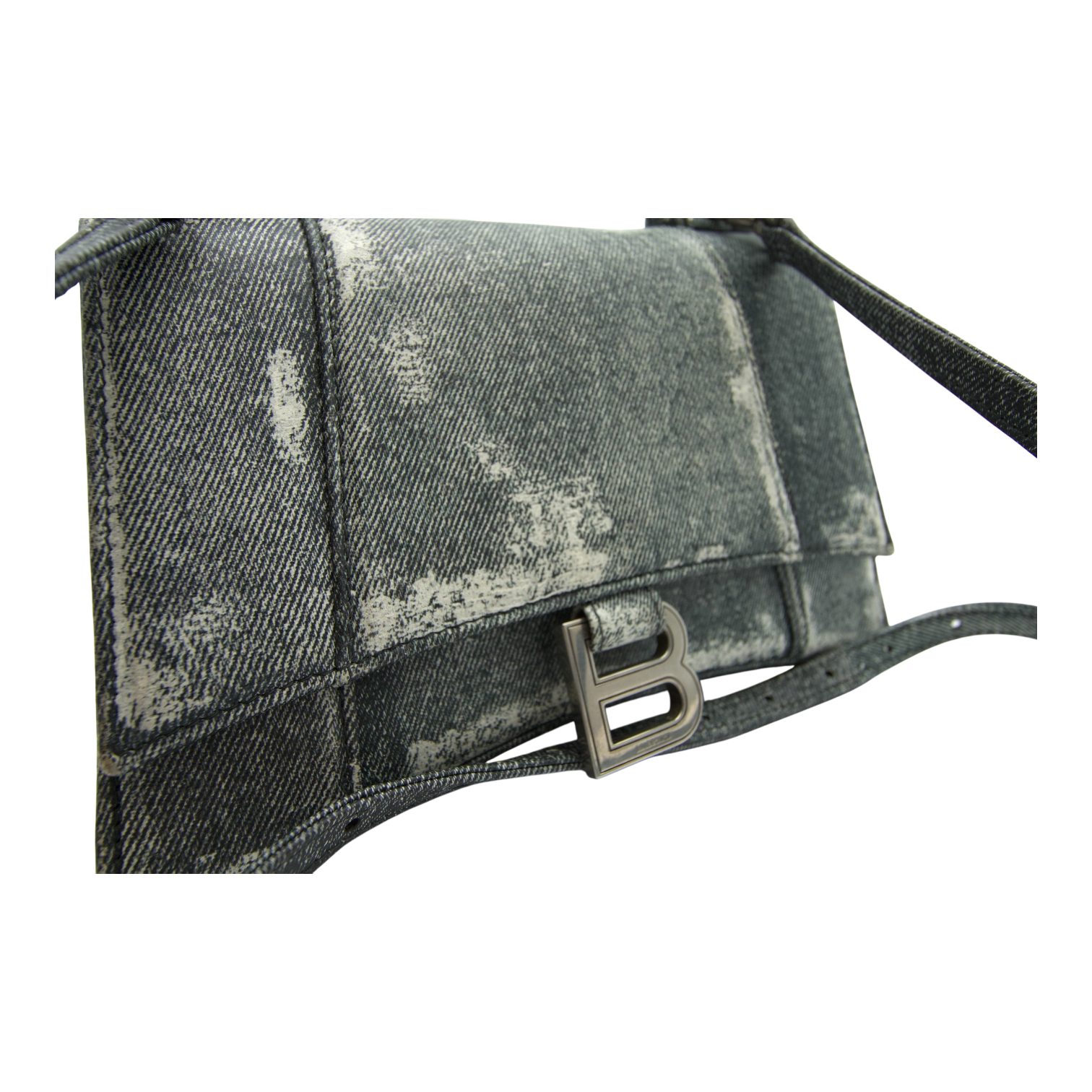 Balenciaga Hourglass Bag Distressed Denim