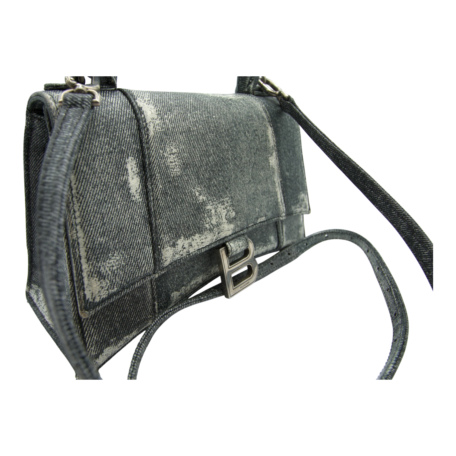 Balenciaga Hourglass Bag Distressed Denim