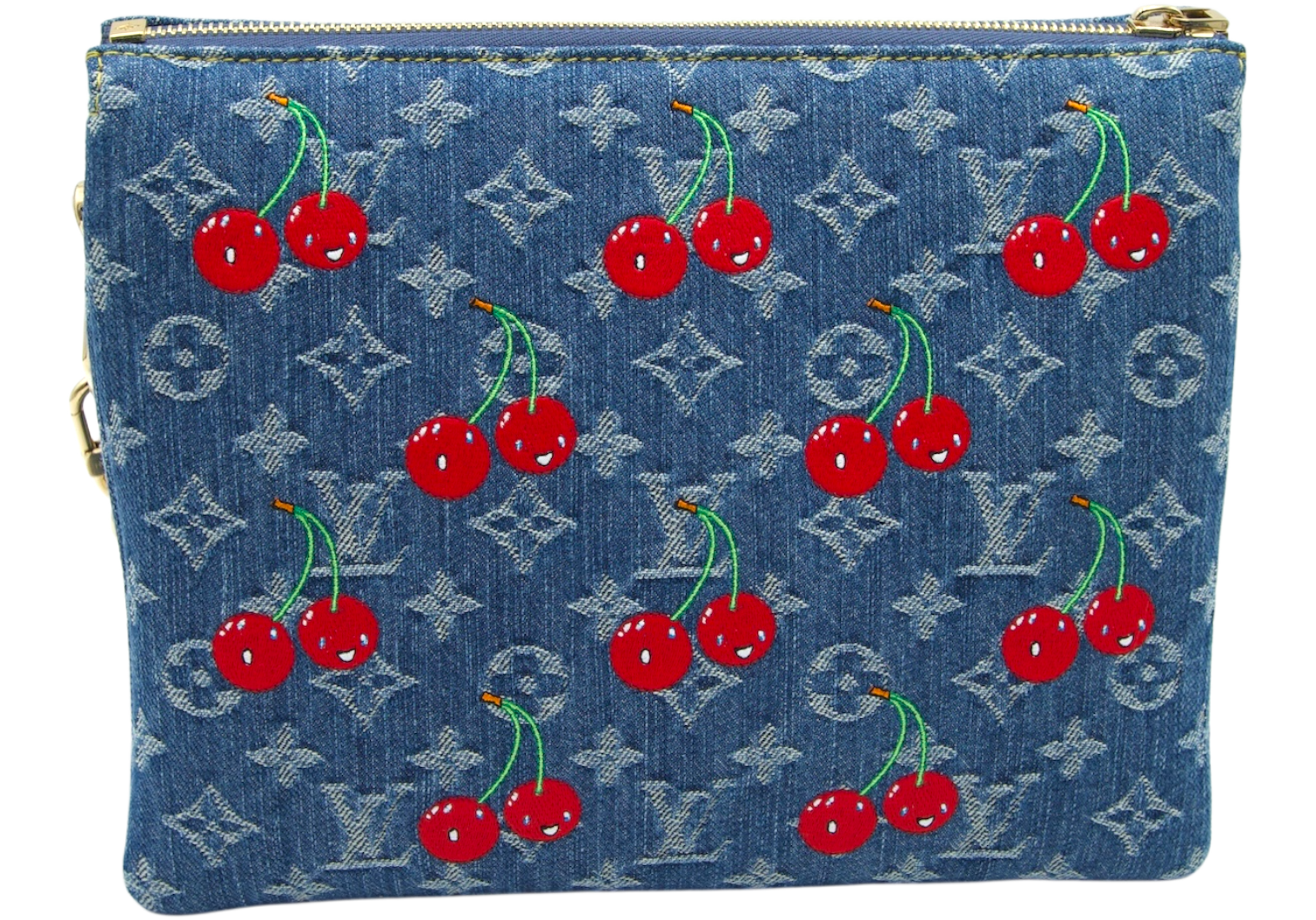 Louis Vuitton Murakami Cherries Denim Coussin