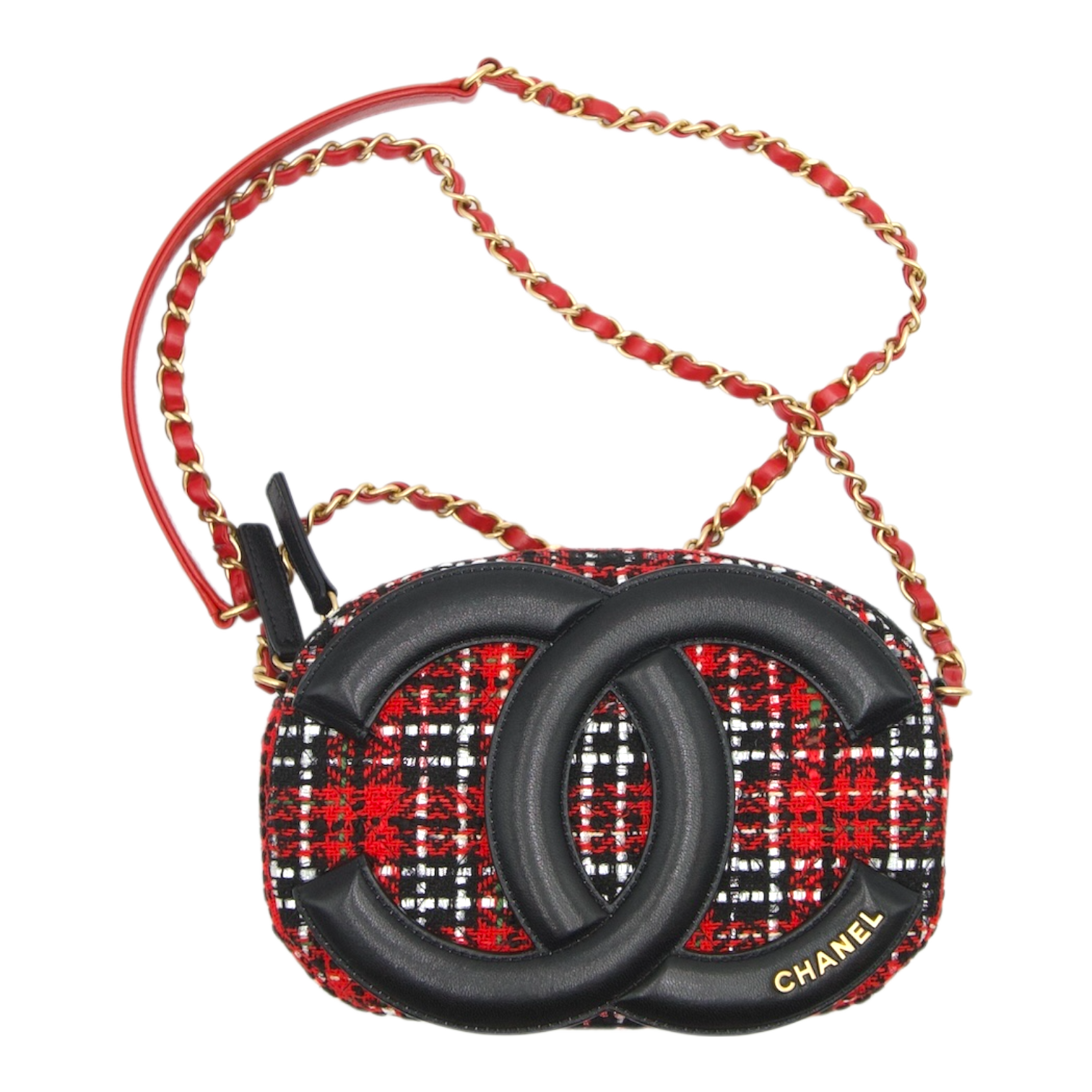 Chanel Coco Midnight CC Bag Multicolor Red/Black/White Tweed