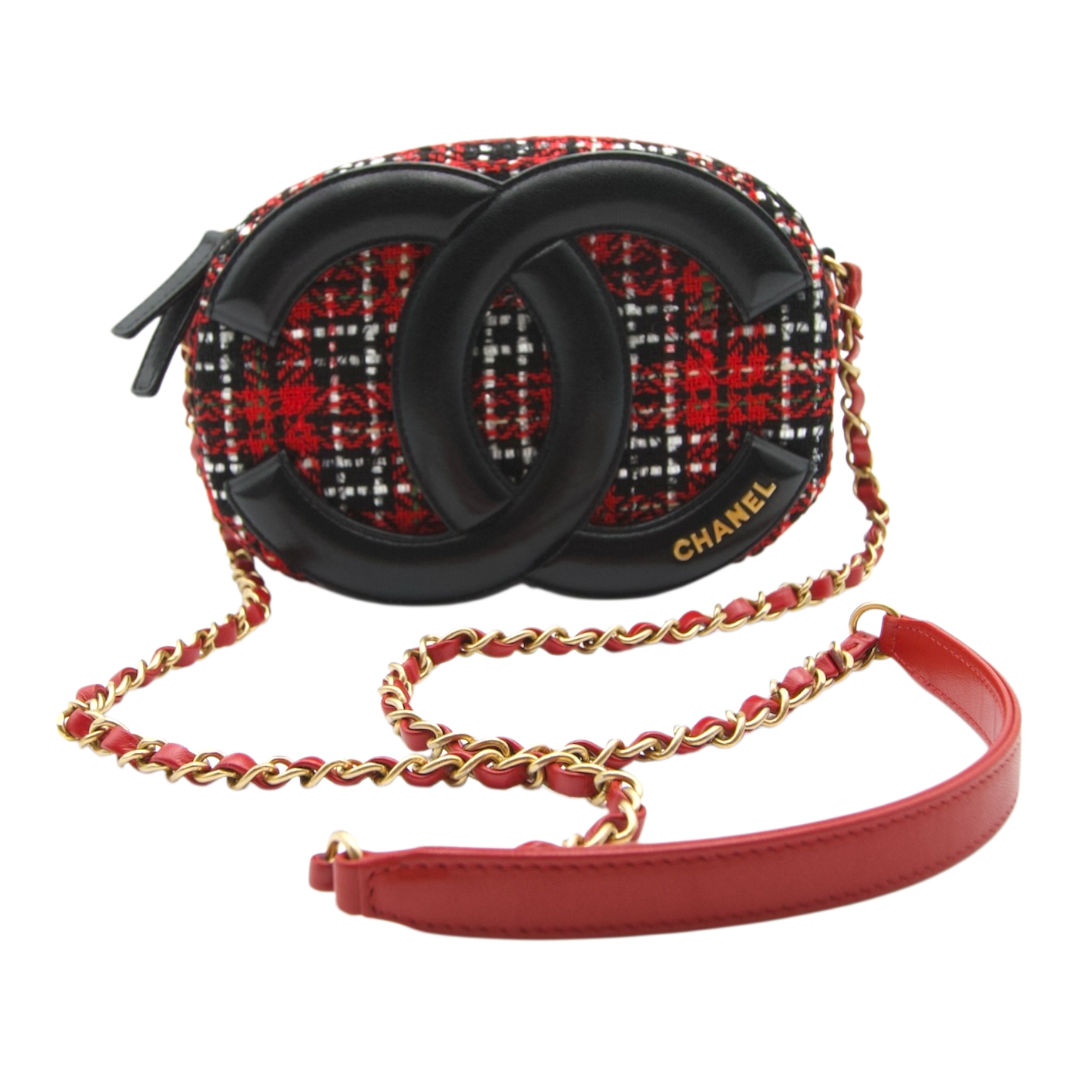 Chanel Coco Midnight CC Bag Multicolor Red/Black/White Tweed
