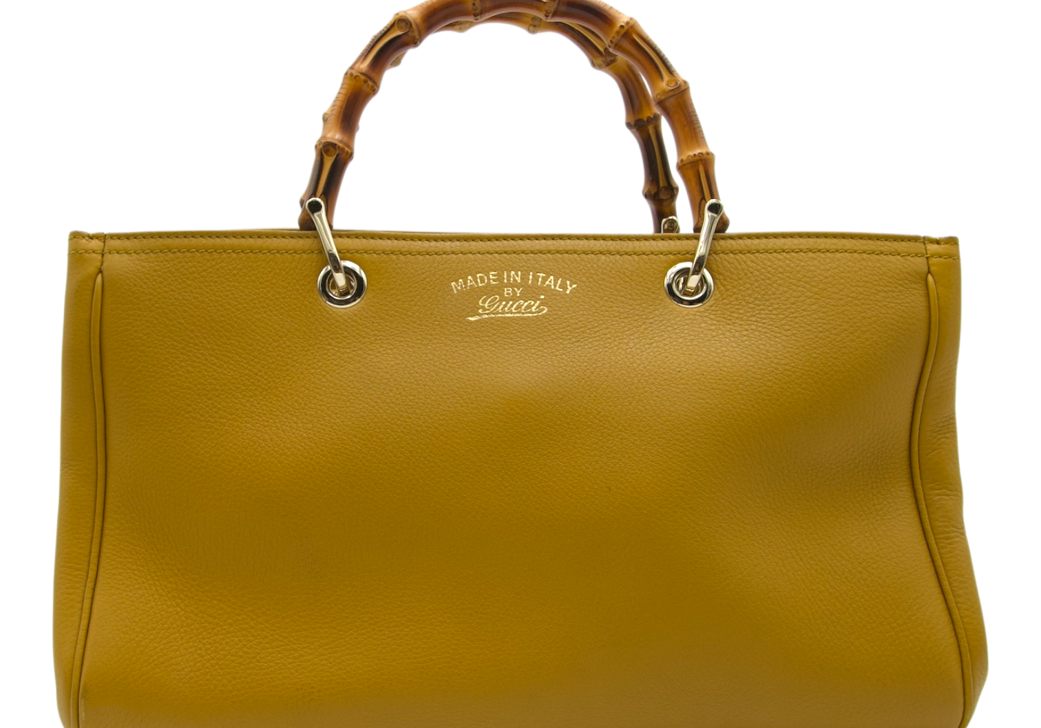 Gucci GG Bamboo Handle Leather Bag Mustard