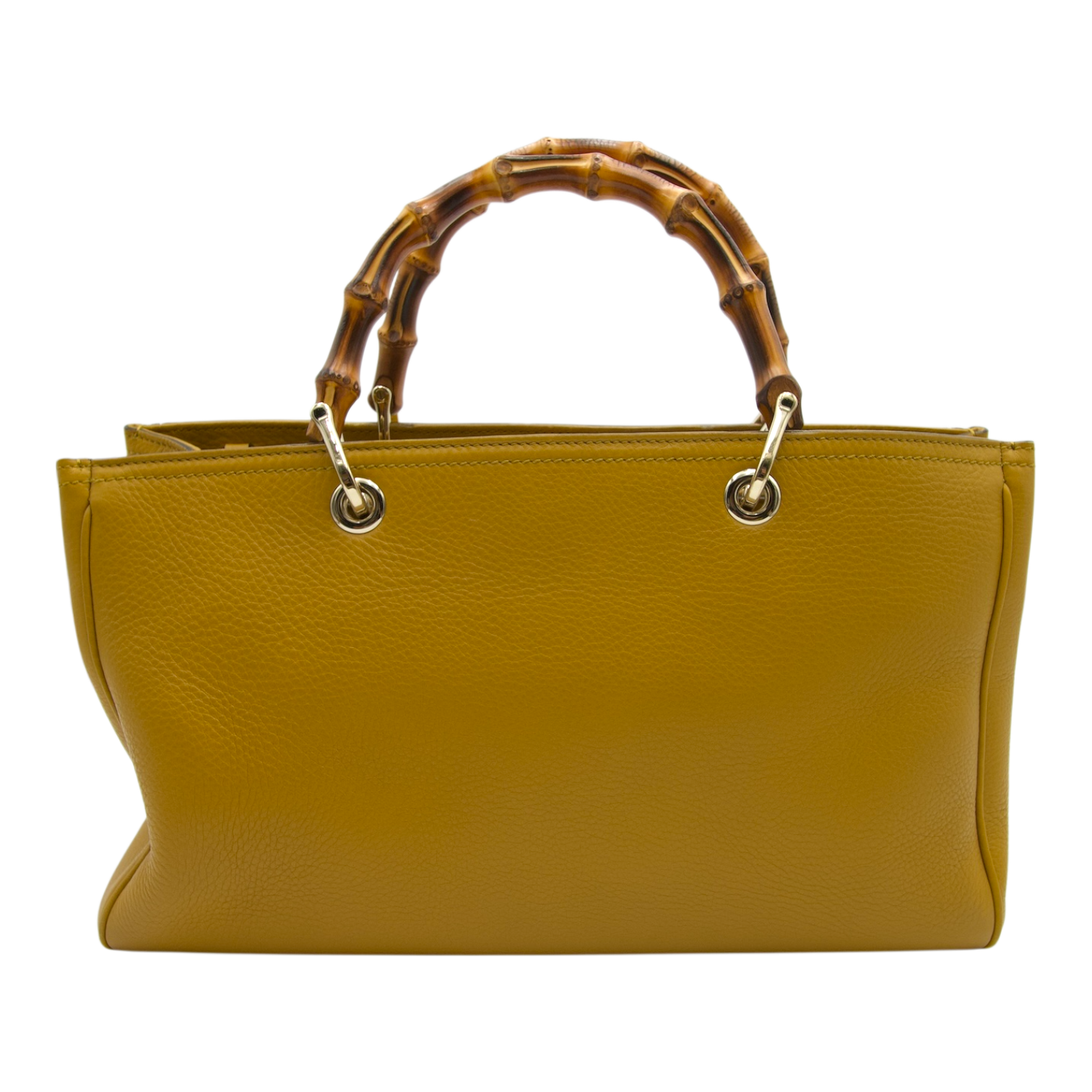 Gucci GG Bamboo Handle Leather Bag Mustard