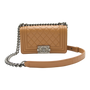 Chanel Boy Flap Bag Quilted Calfskin Tan