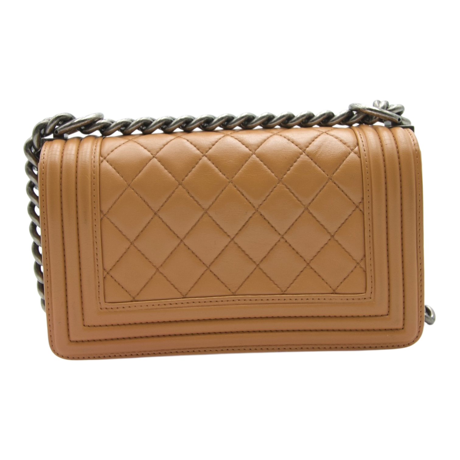 Chanel Boy Flap Bag Quilted Calfskin Tan