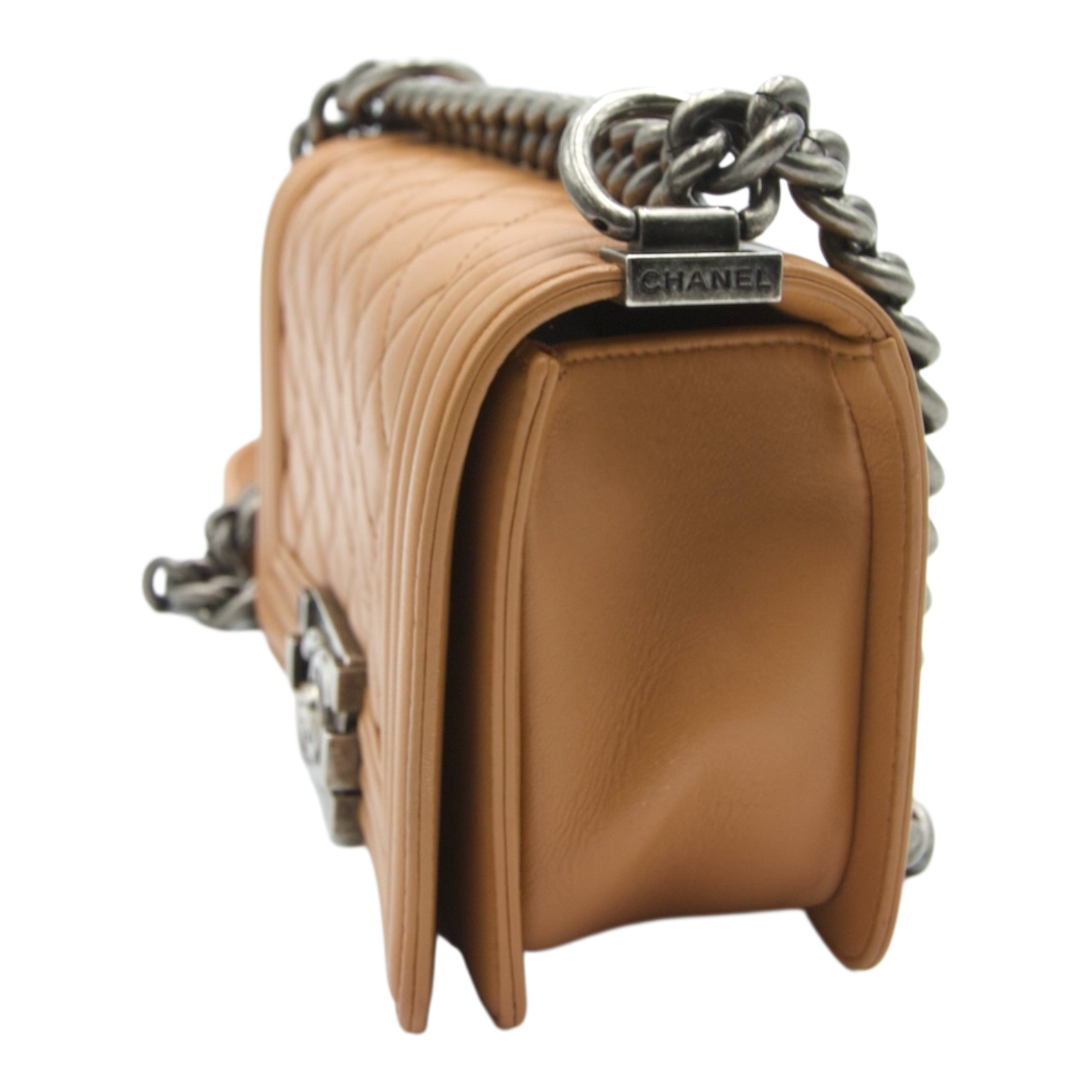 Chanel Boy Flap Bag Quilted Calfskin Tan