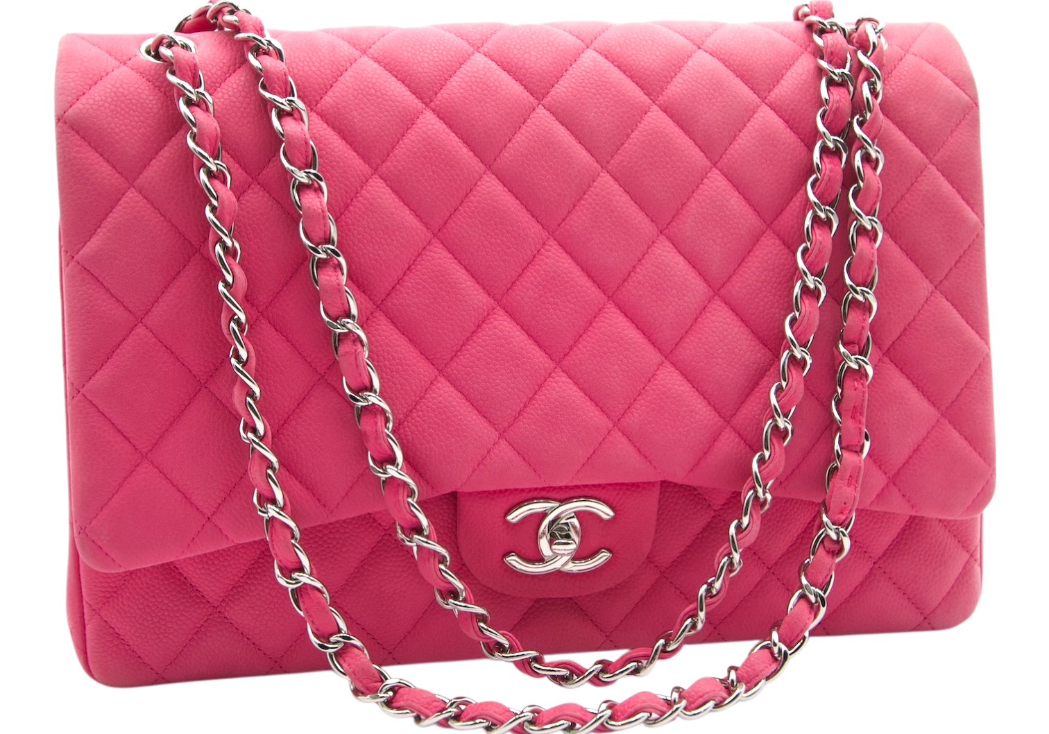 Chanel Classic Double Flap Maxi Bag Bubblegum Pink Lambskin