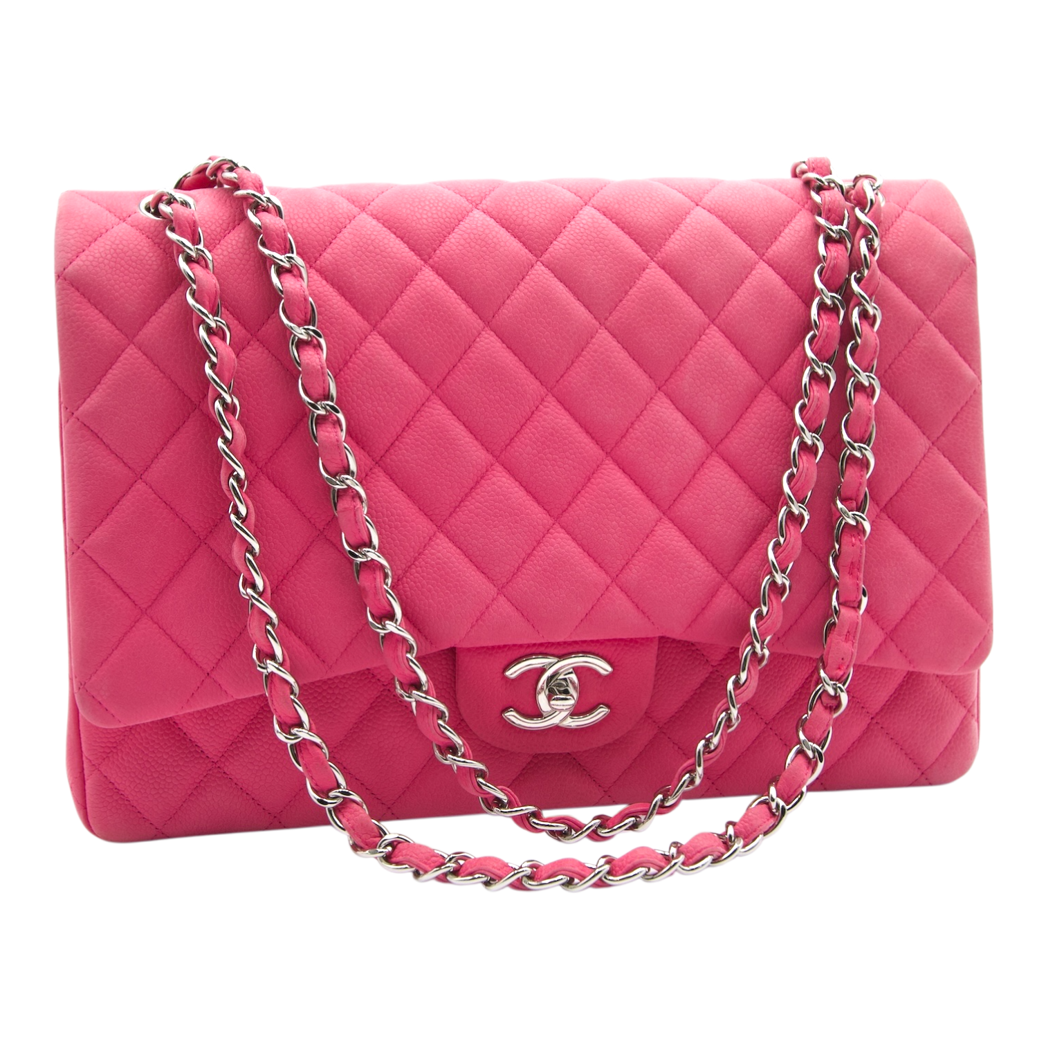 Chanel Classic Double Flap Maxi Bag Bubblegum Pink Lambskin
