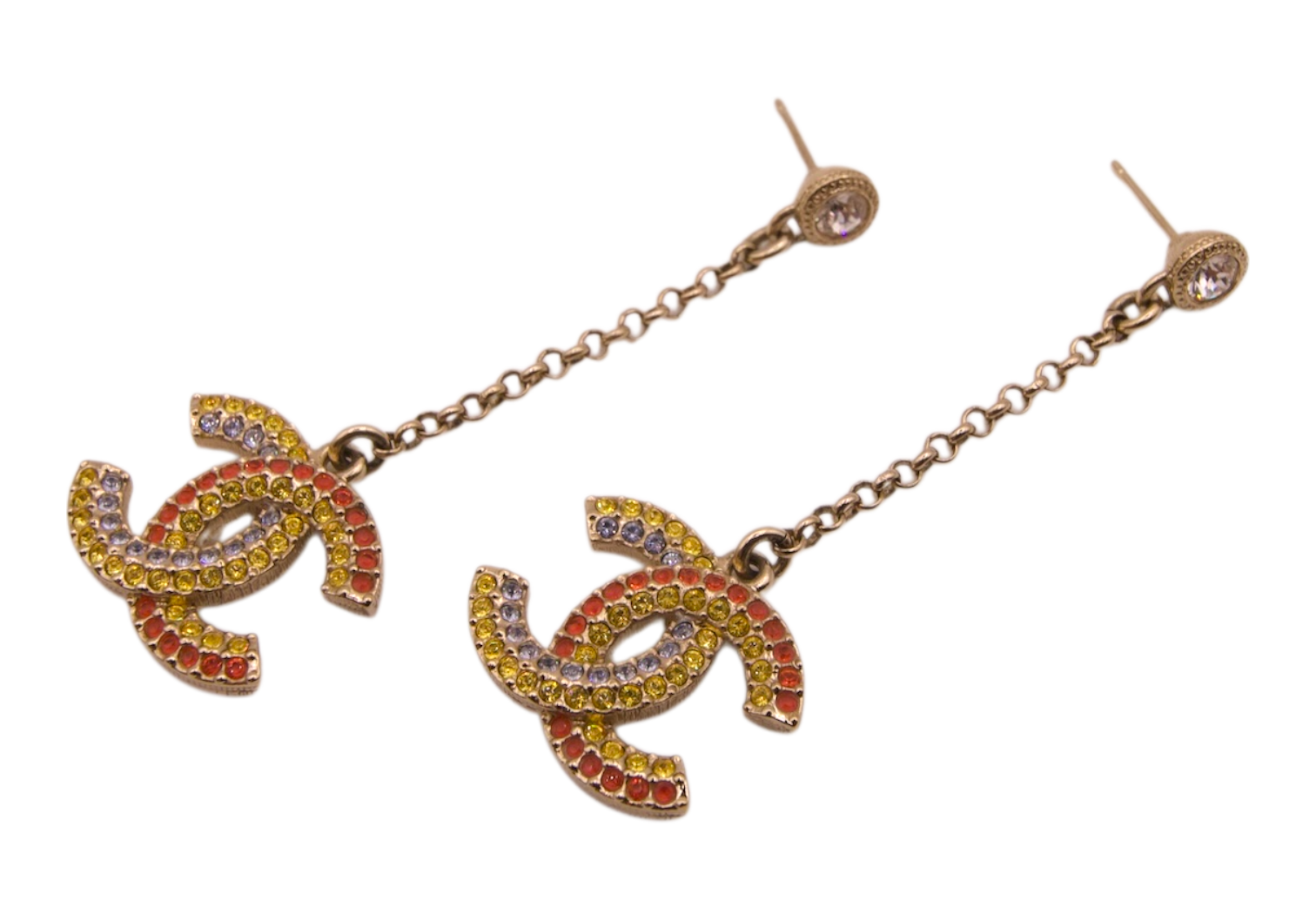 Chanel CC Drop Crystal Earrings  Multicolor
