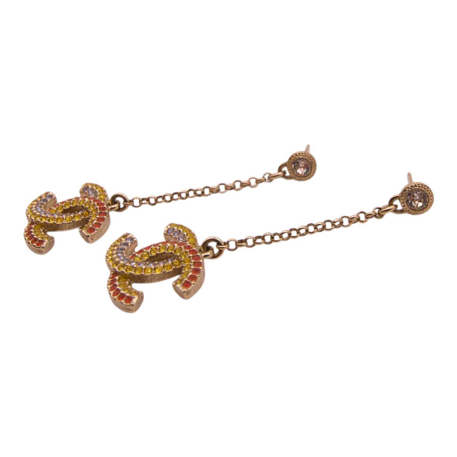 Chanel CC Drop Crystal Earrings  Multicolor