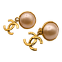 Chanel Vintage Gold Plated Pearl Drop Earrings