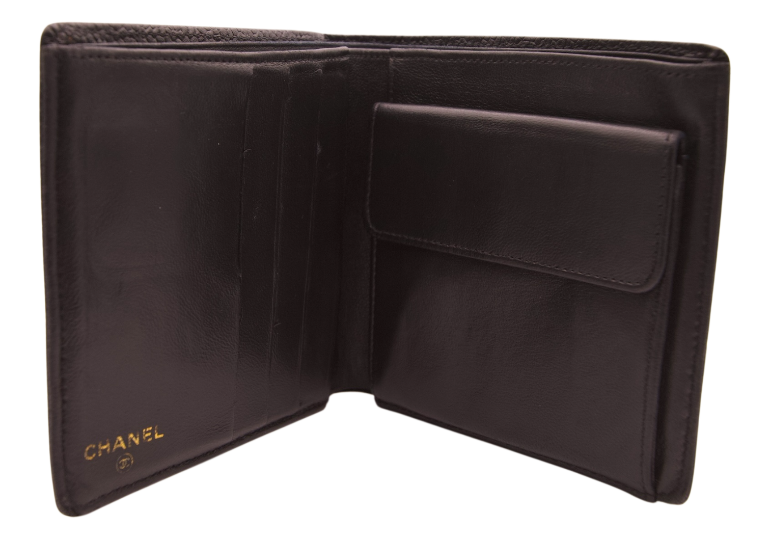Chanel Caviar Leather Bifold Wallet Dark Brown