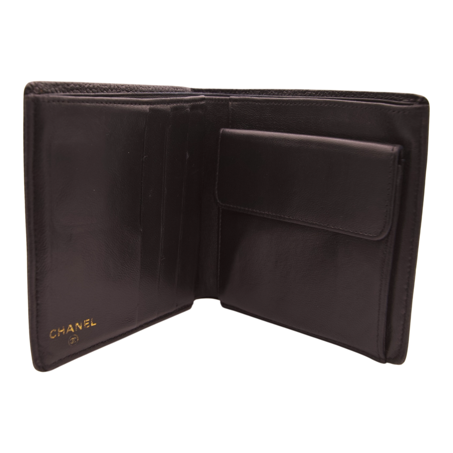 Chanel Caviar Leather Bifold Wallet Dark Brown