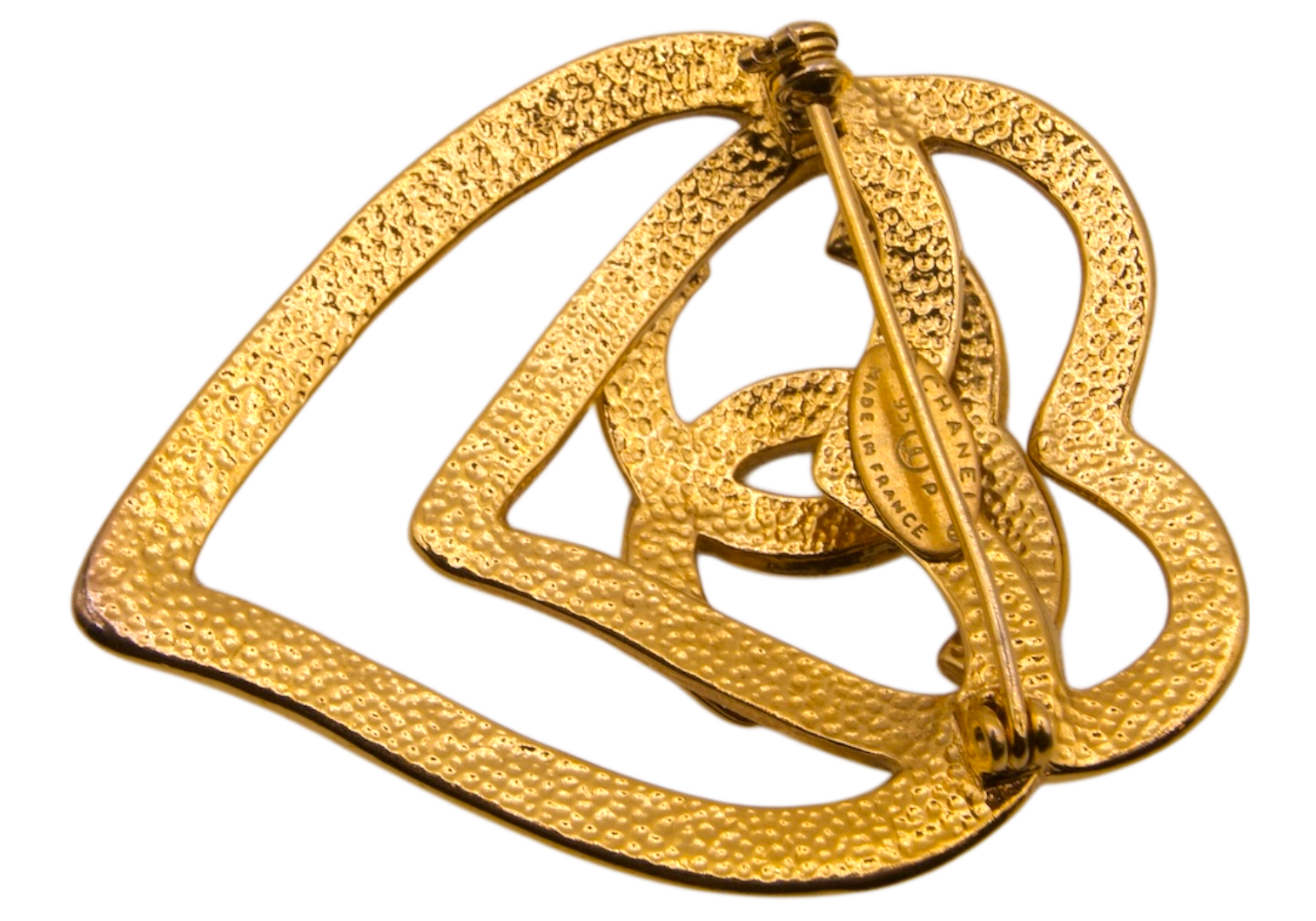 Chanel Vintage CC Double Heart Brooch