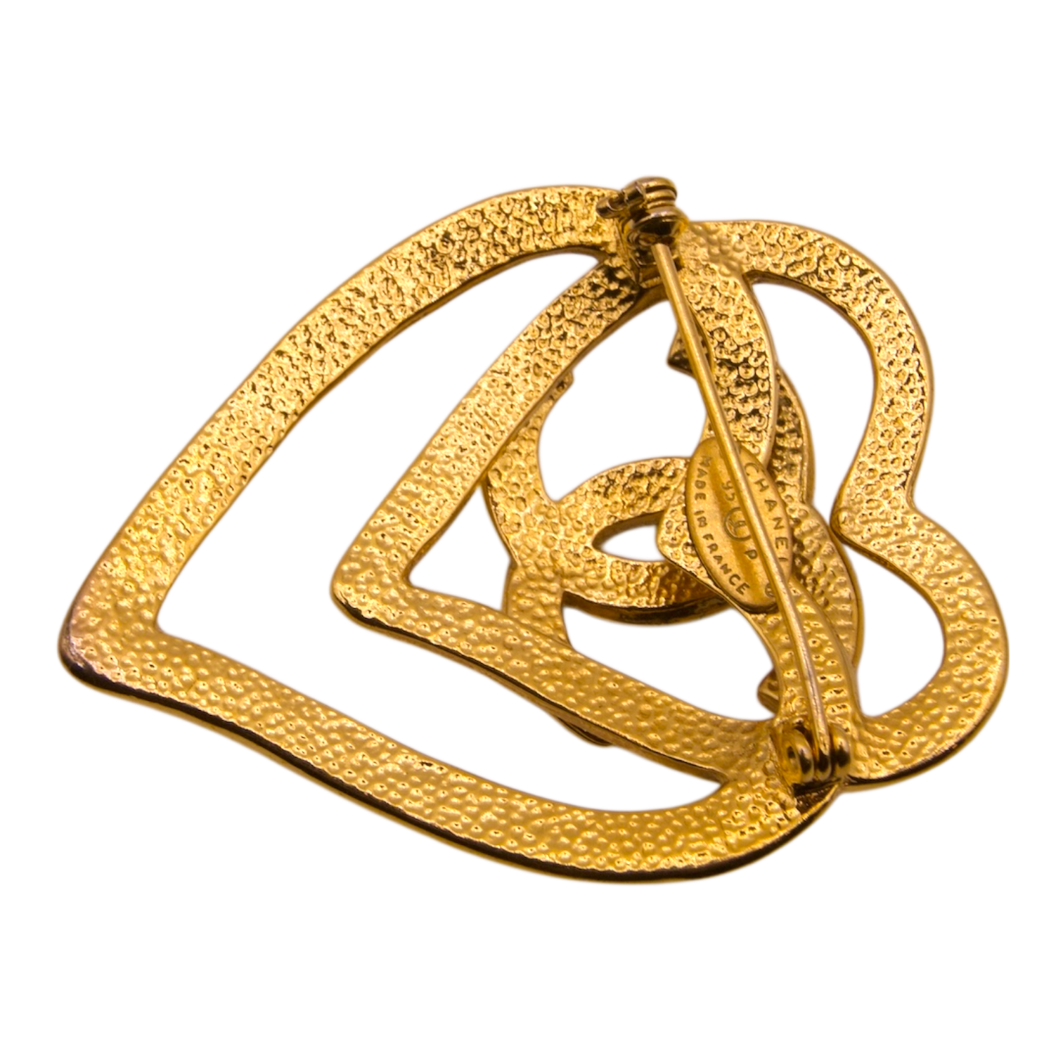Chanel Vintage CC Double Heart Brooch