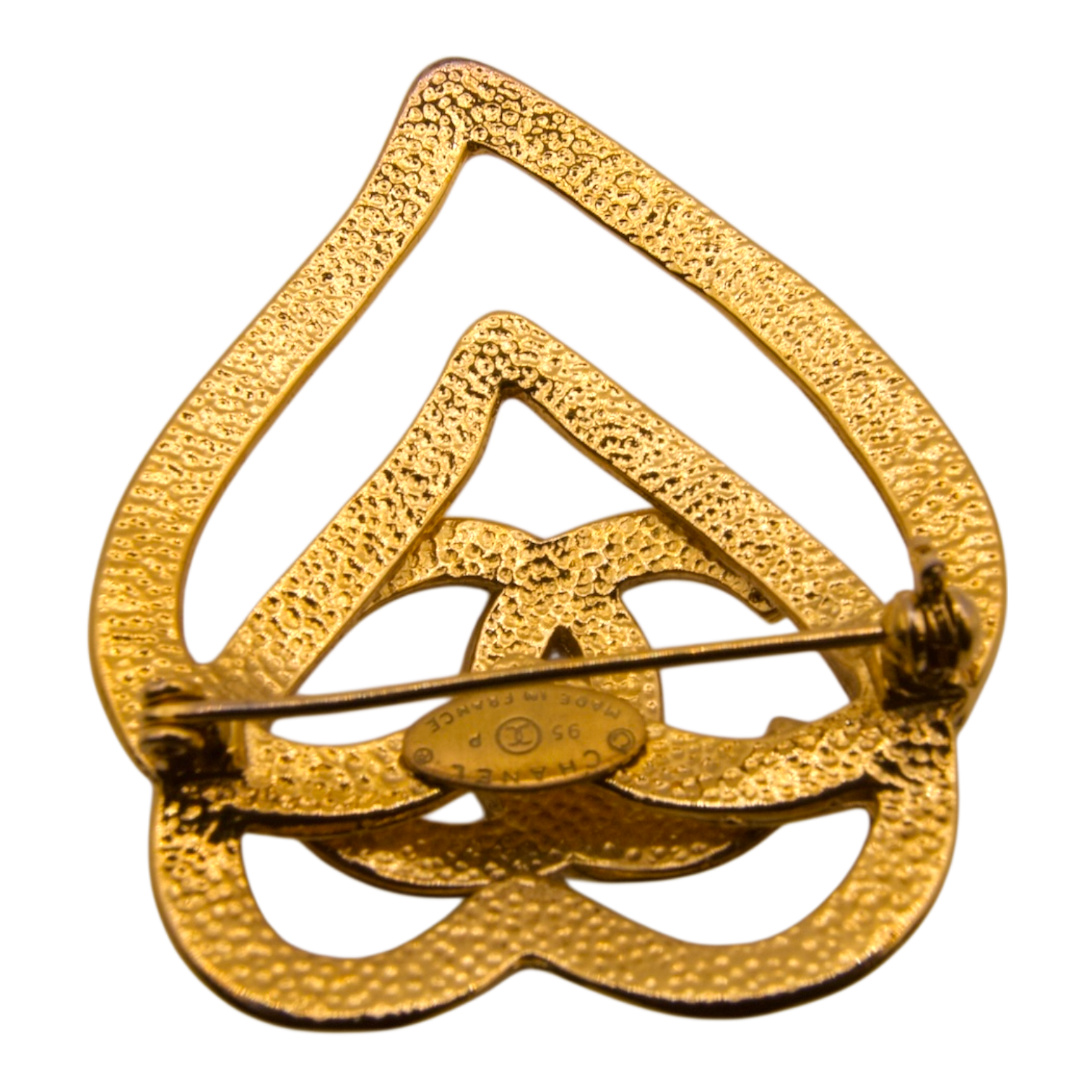 Chanel Vintage CC Double Heart Brooch