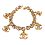 Chanel Gold Crystal Bracelet CC Logo