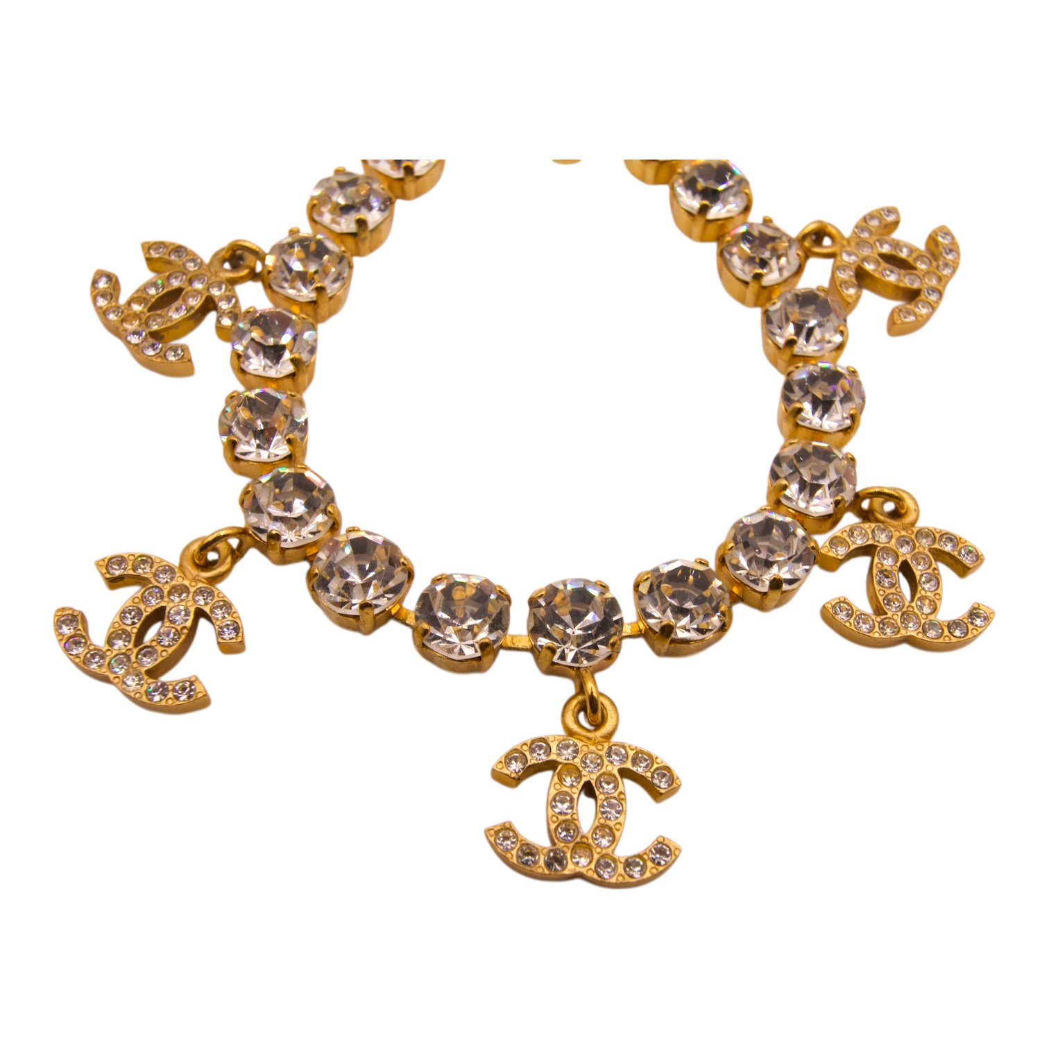 Chanel Gold Crystal Bracelet CC Logo