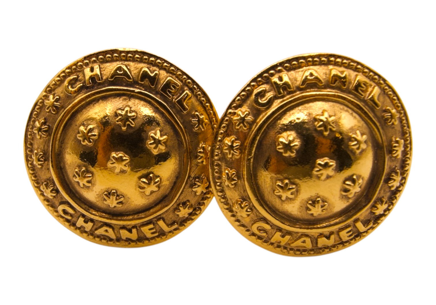 Chanel Vintage Dome Earrings Gold