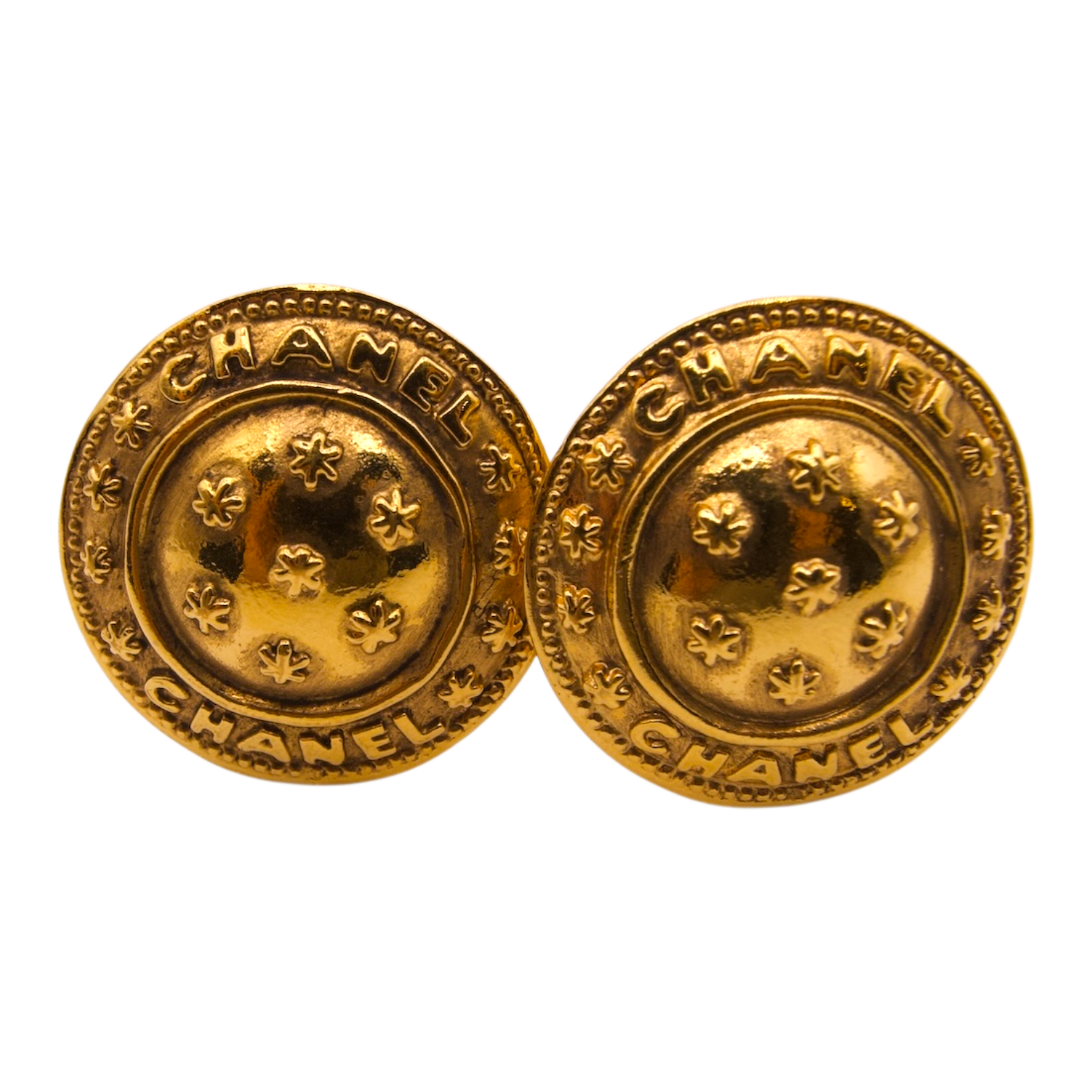 Chanel Vintage Dome Earrings Gold
