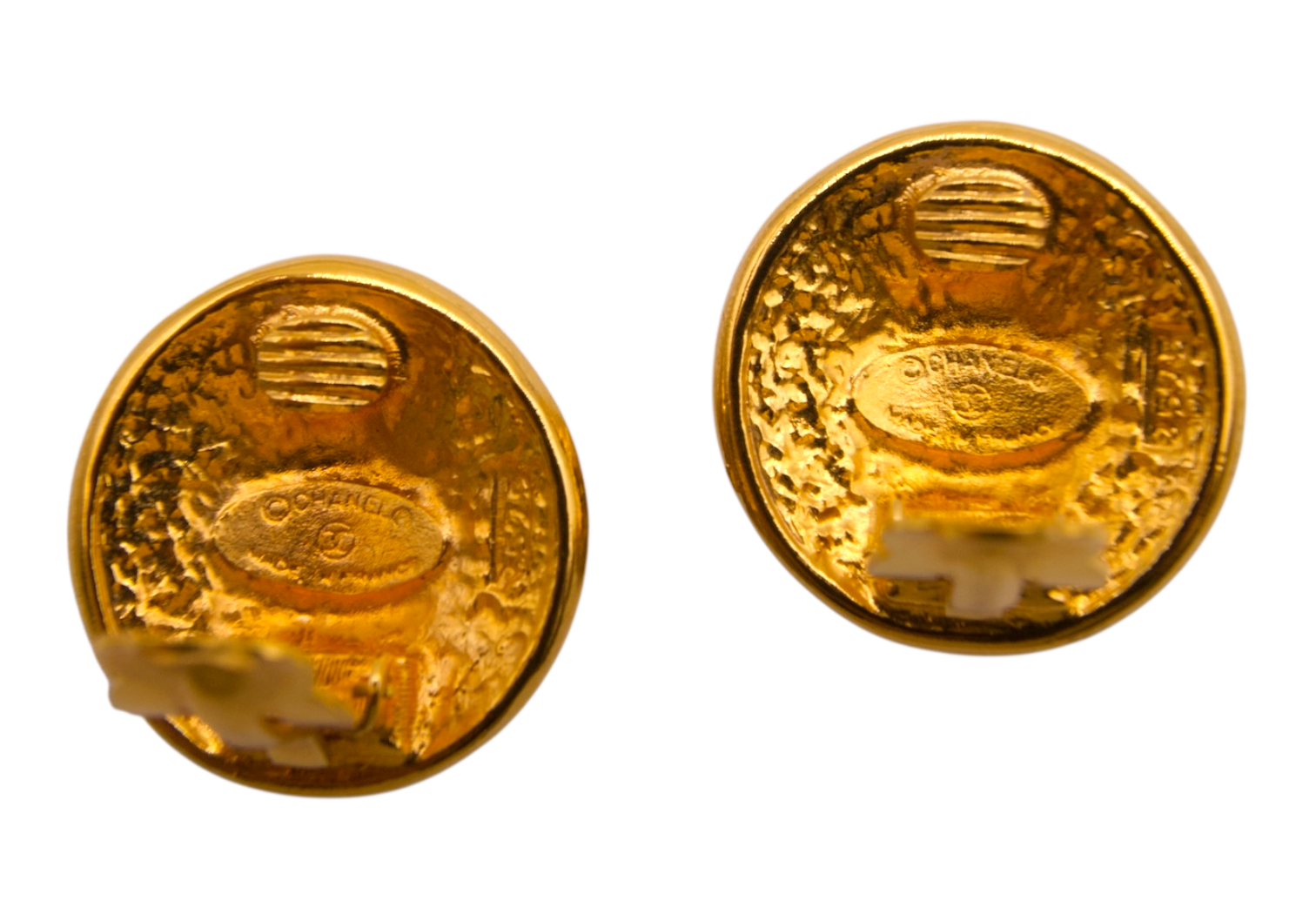 Chanel Vintage Dome Earrings Gold
