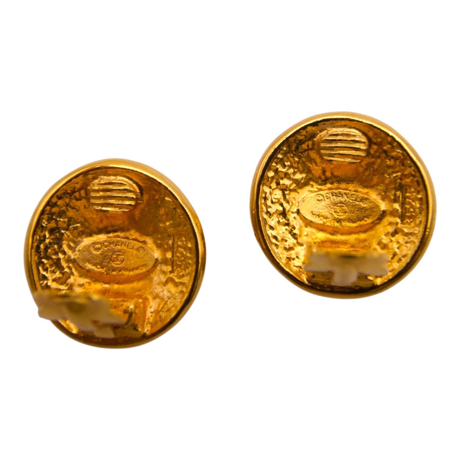 Chanel Vintage Dome Earrings Gold