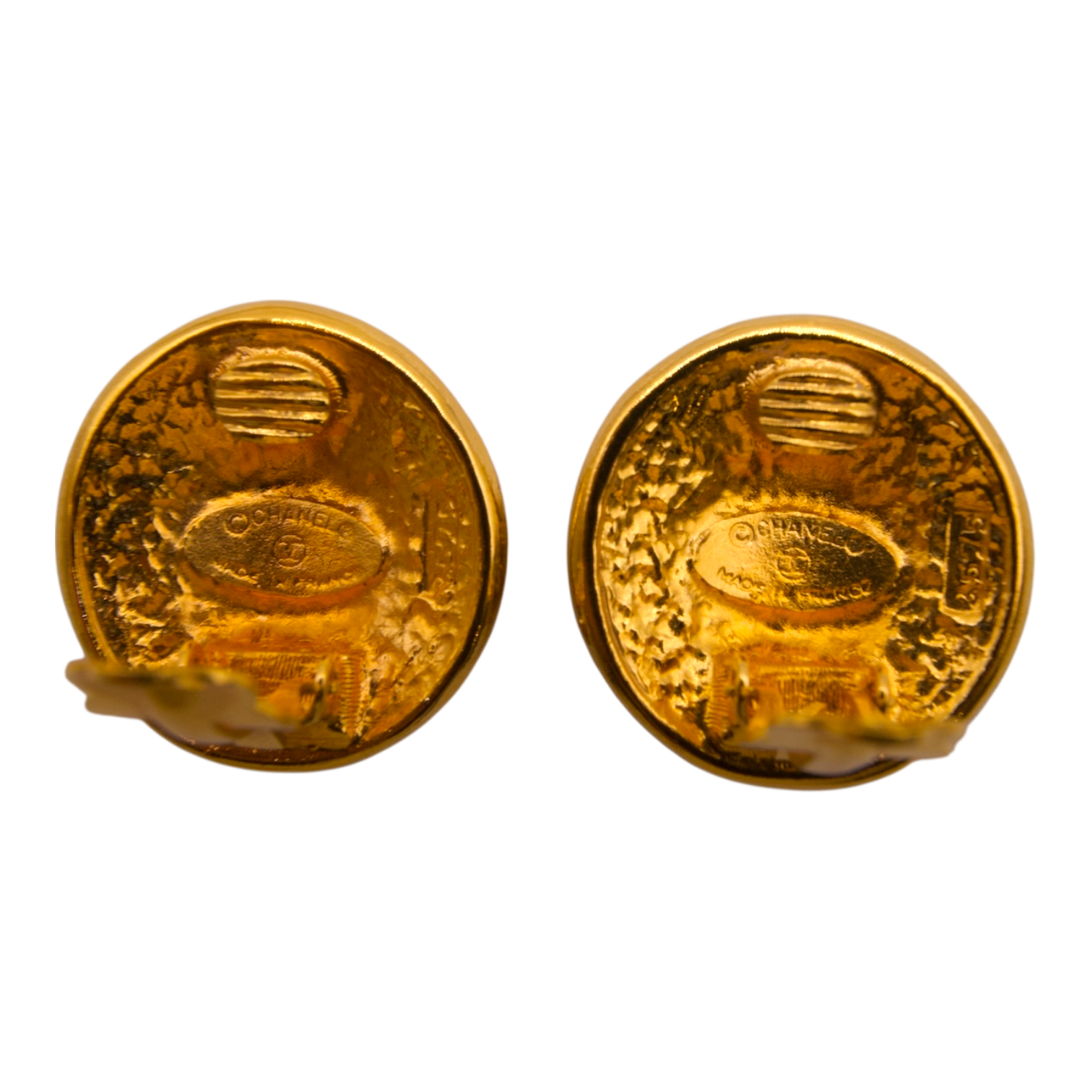 Chanel Vintage Dome Earrings Gold
