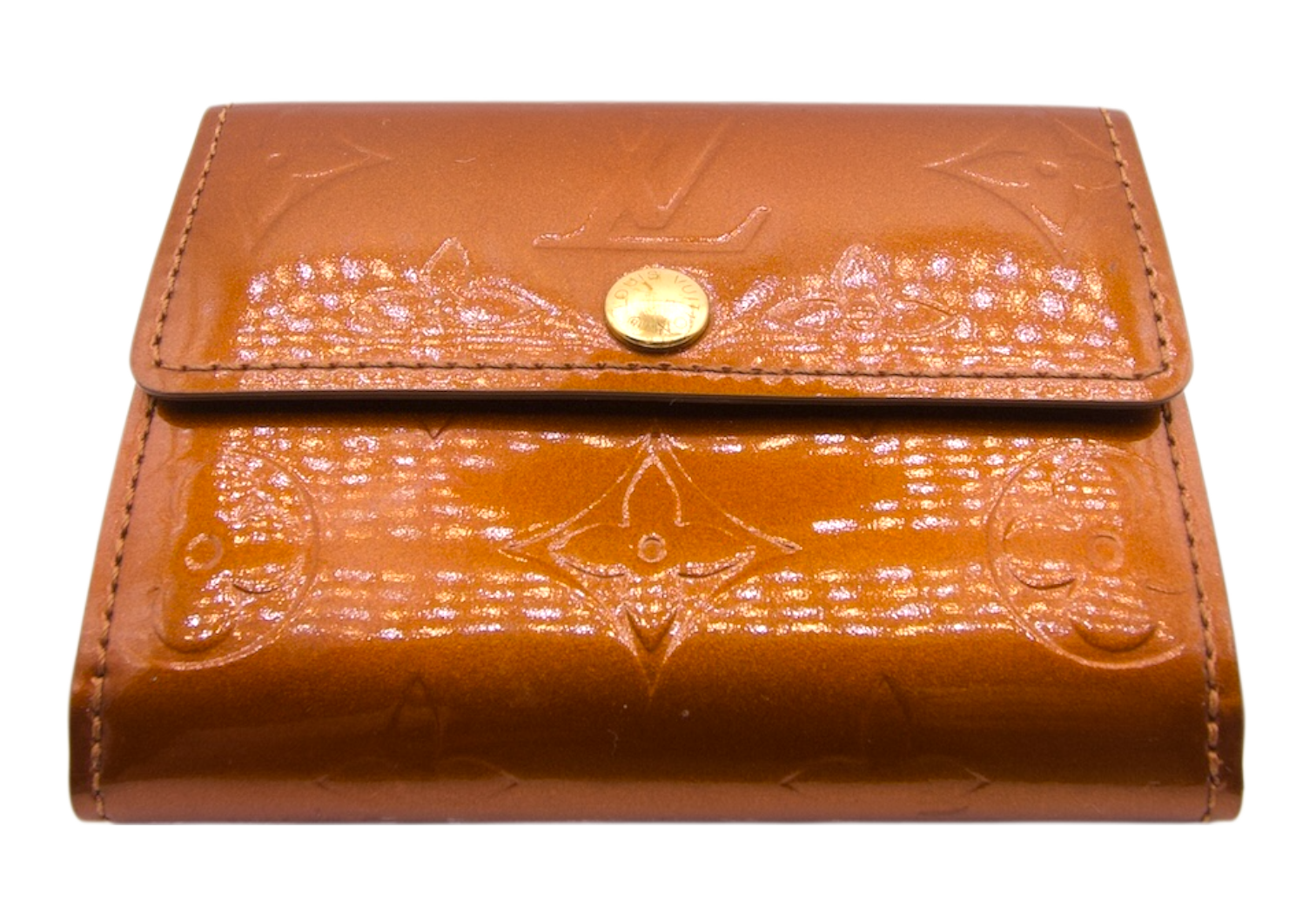 Louis Vuitton Monogram Vernis Tri-Fold  Caramel Patent Leather Wallet