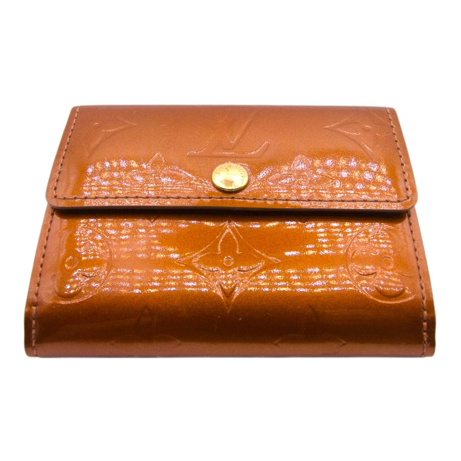 Louis Vuitton Monogram Vernis Tri-Fold  Caramel Patent Leather Wallet