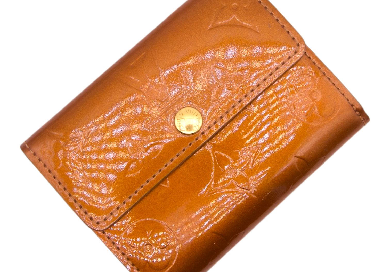 Louis Vuitton Monogram Vernis Tri-Fold  Caramel Patent Leather Wallet