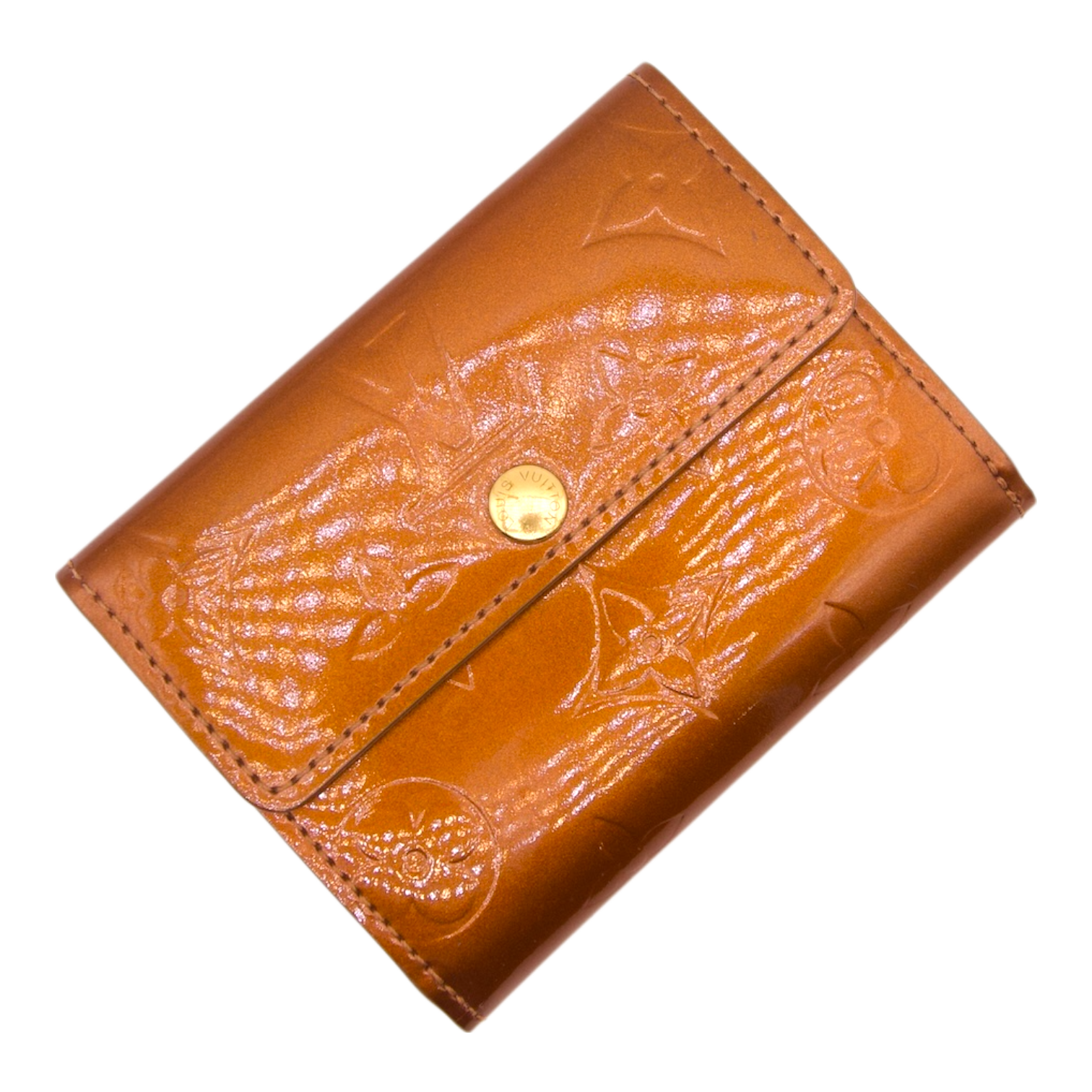 Louis Vuitton Monogram Vernis Tri-Fold  Caramel Patent Leather Wallet