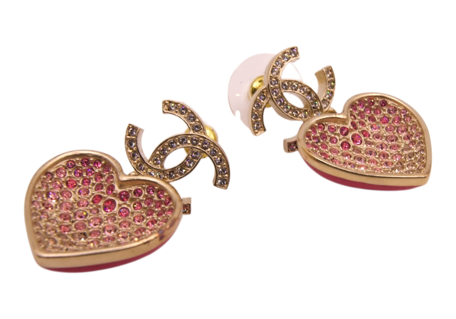 Chanel Heart Ombré Drop Earrings