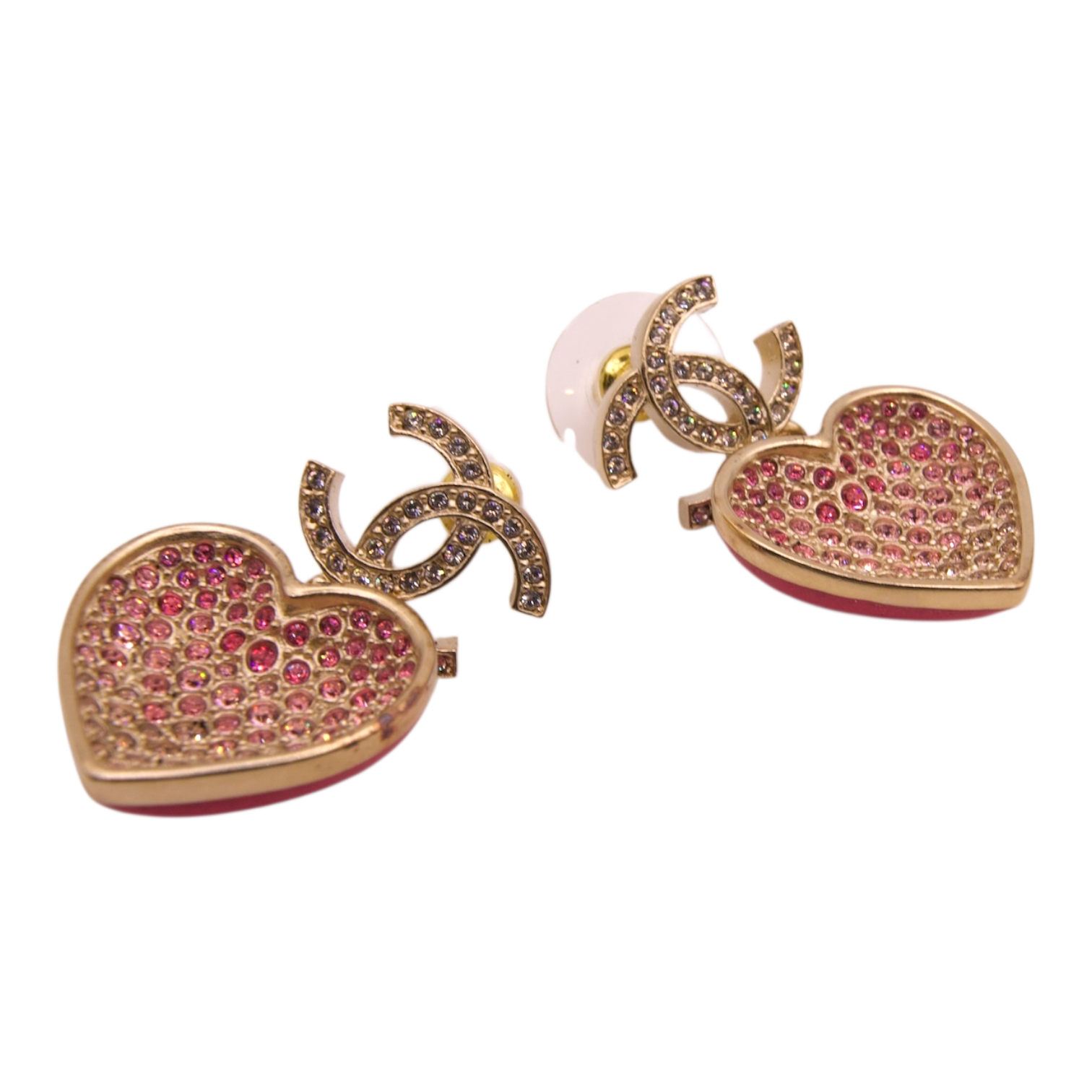 Chanel Heart Ombré Drop Earrings
