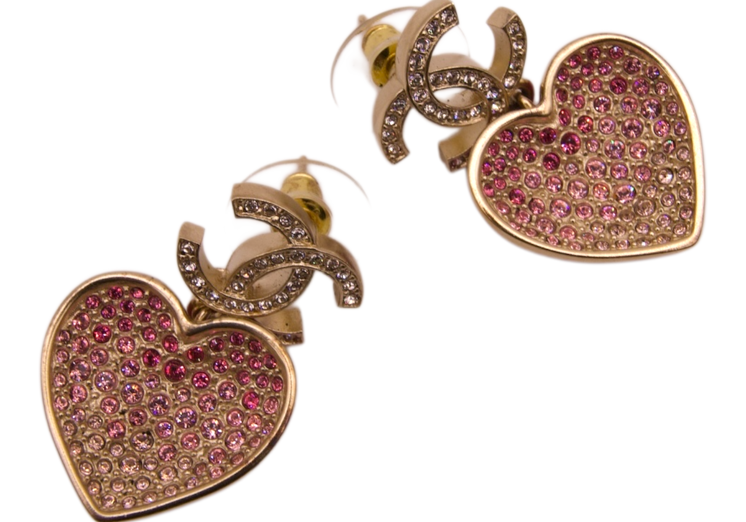 Chanel Heart Ombré Drop Earrings