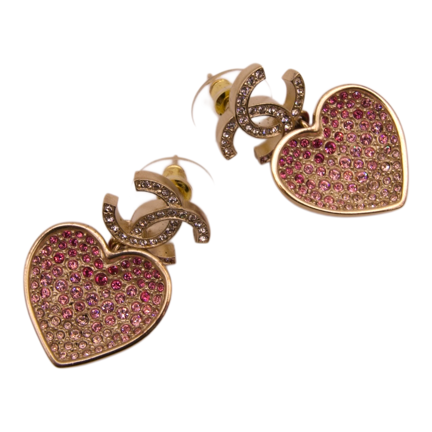 Chanel Heart Ombré Drop Earrings
