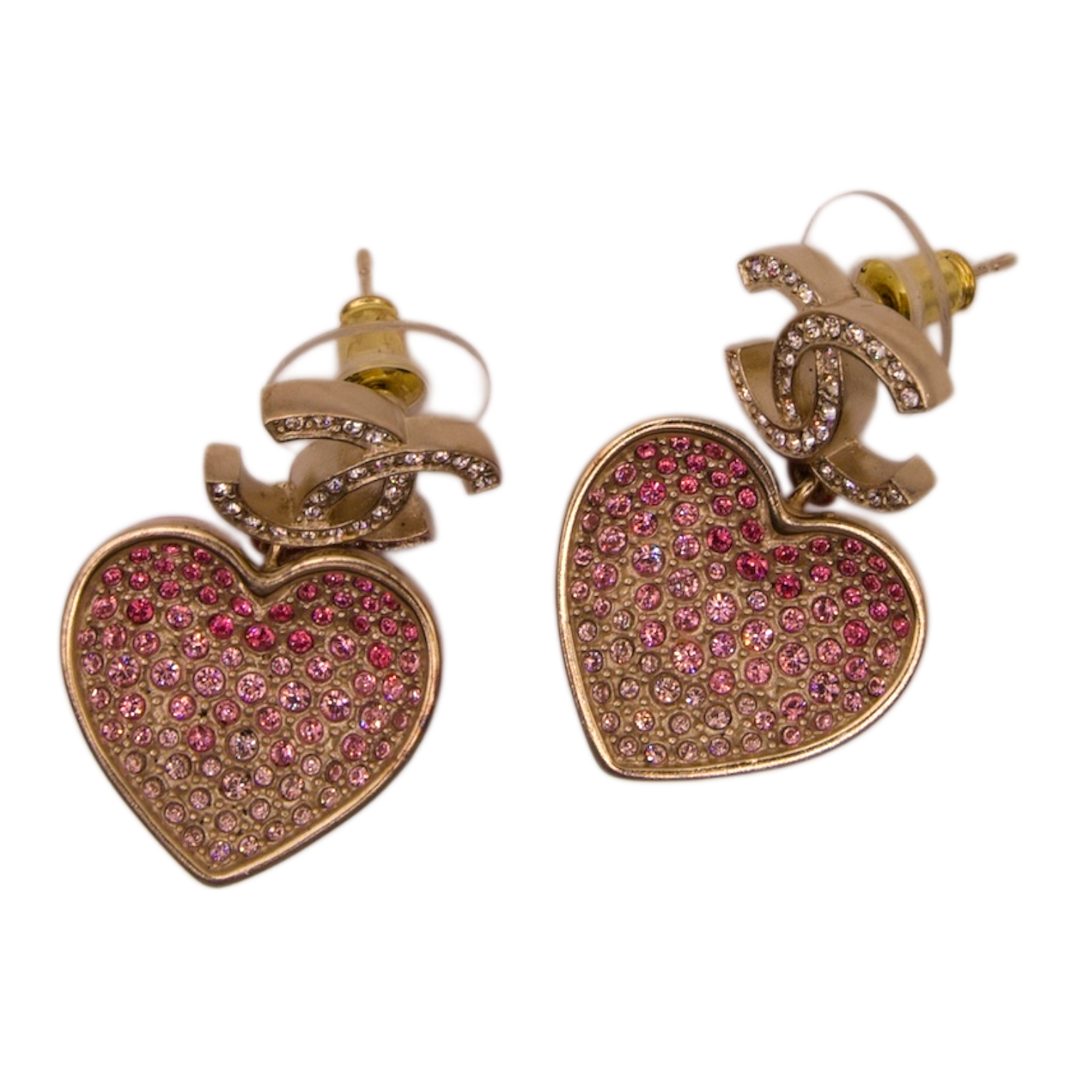 Chanel Heart Ombré Drop Earrings