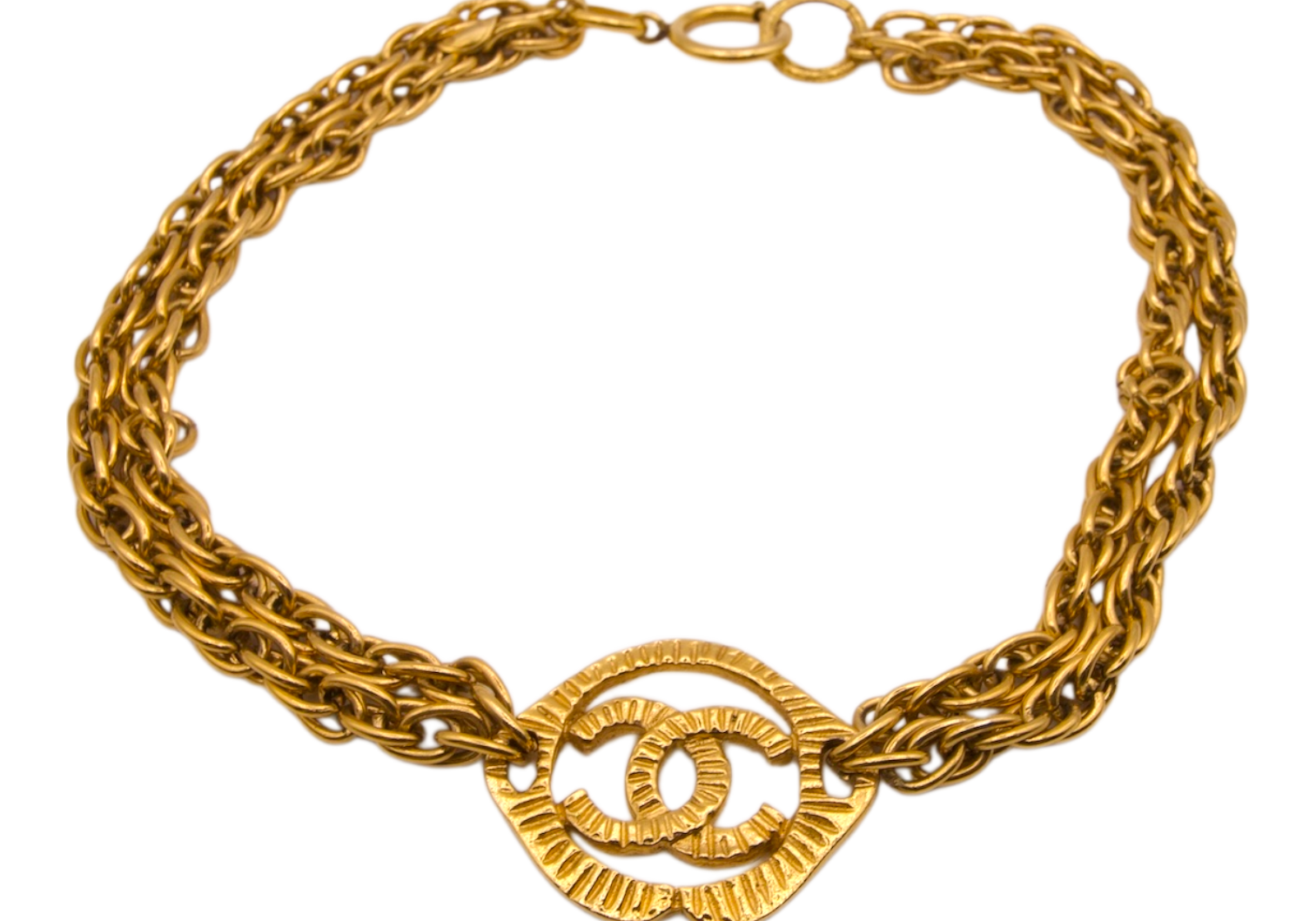 Vintage Chanel Gold Plated Multi Chain Necklace
