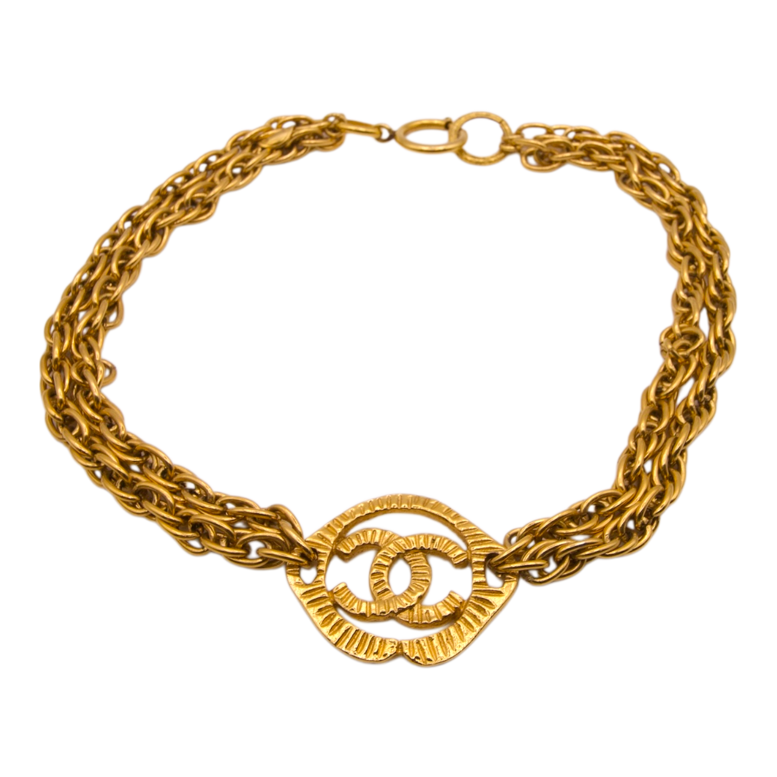 Vintage Chanel Gold Plated Multi Chain Necklace